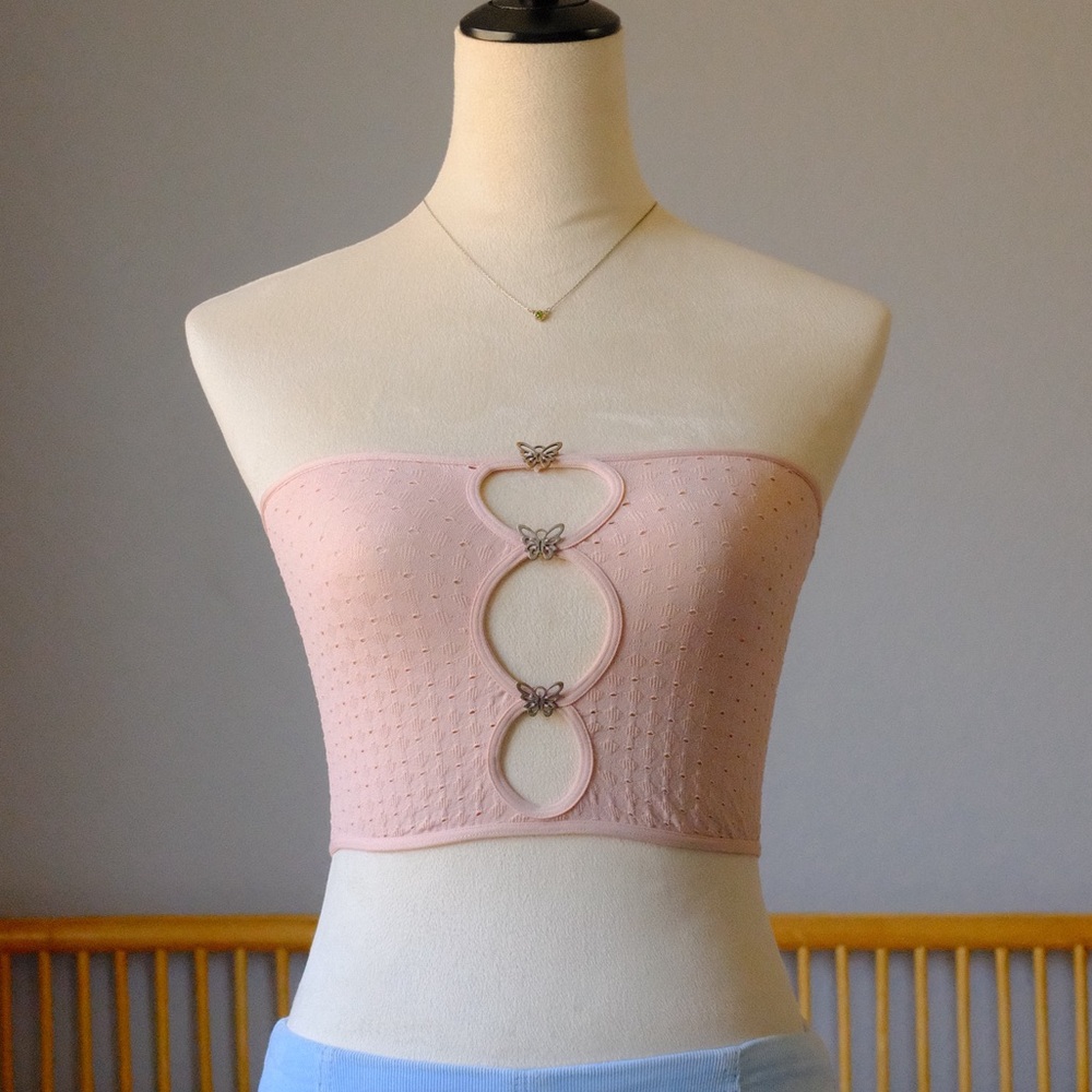 Out From Under Pink Butterfly Ring Tube Top – Y2K Fairy Vibes